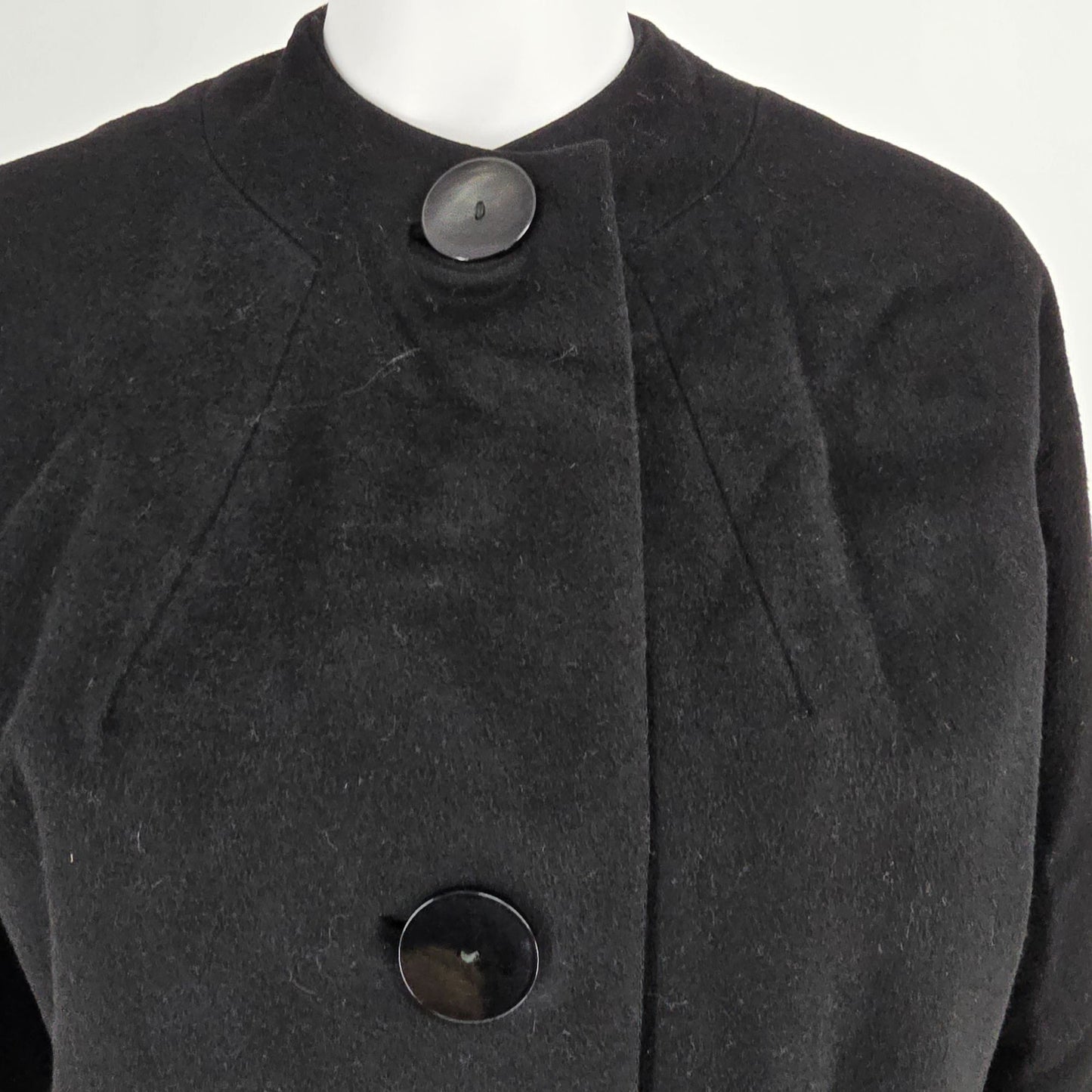 Vintage Early 1960s Betty Rose Black Wool 3/4 Sleeve Cropped Mod Jacket (S/M)
