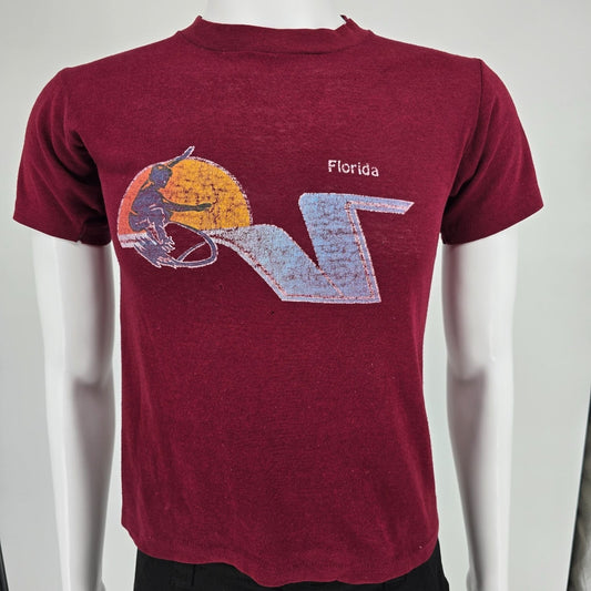 Distressed Vintage Early 1980s Sportswear Florida Surfer Graphic T-Shirt (S)