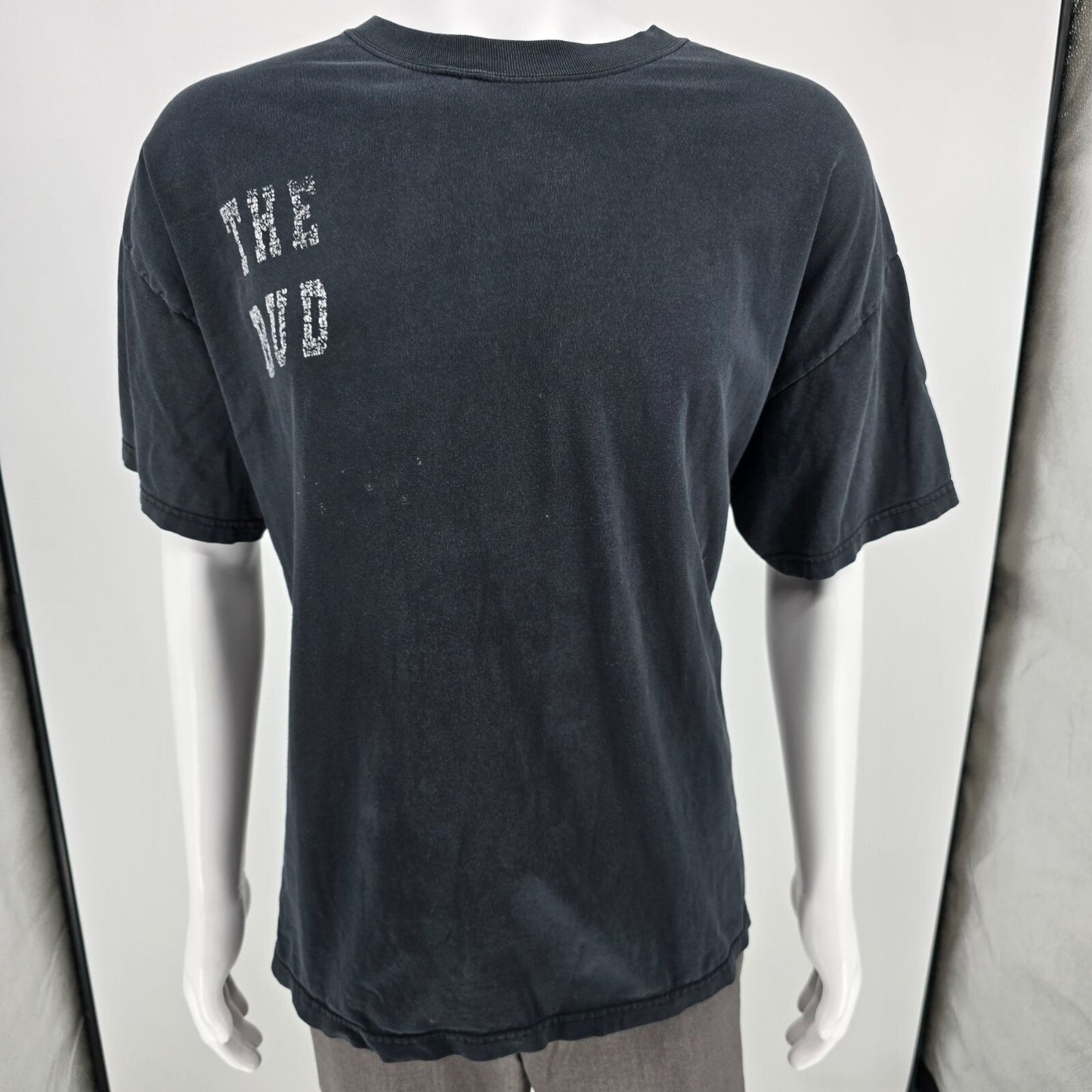 Distressed 2000s Hanes Beefy-T Budweiser "The Bud" Faded Black T-Shirt (XL)