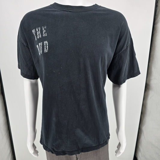 Distressed 2000s Hanes Beefy-T Budweiser "The Bud" Faded Black T-Shirt (XL)