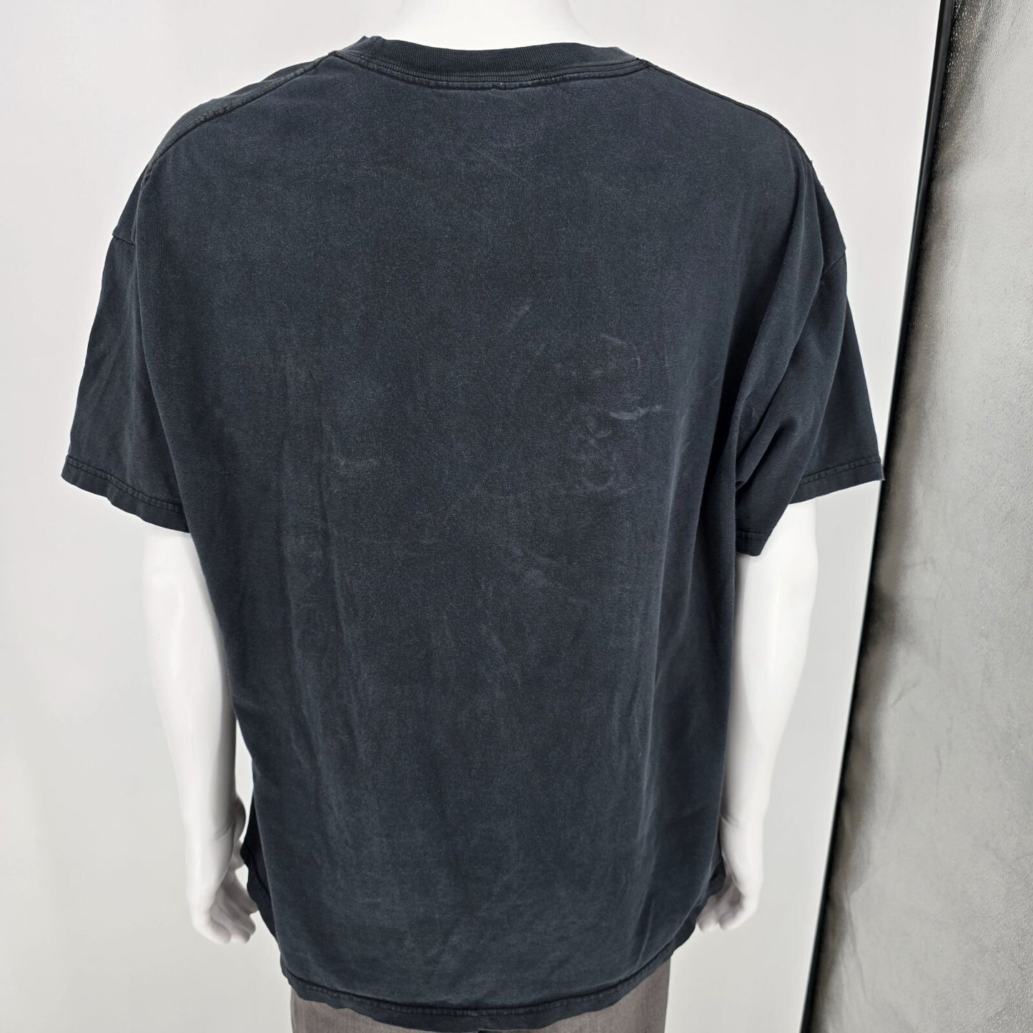Distressed 2000s Hanes Beefy-T Budweiser "The Bud" Faded Black T-Shirt (XL)
