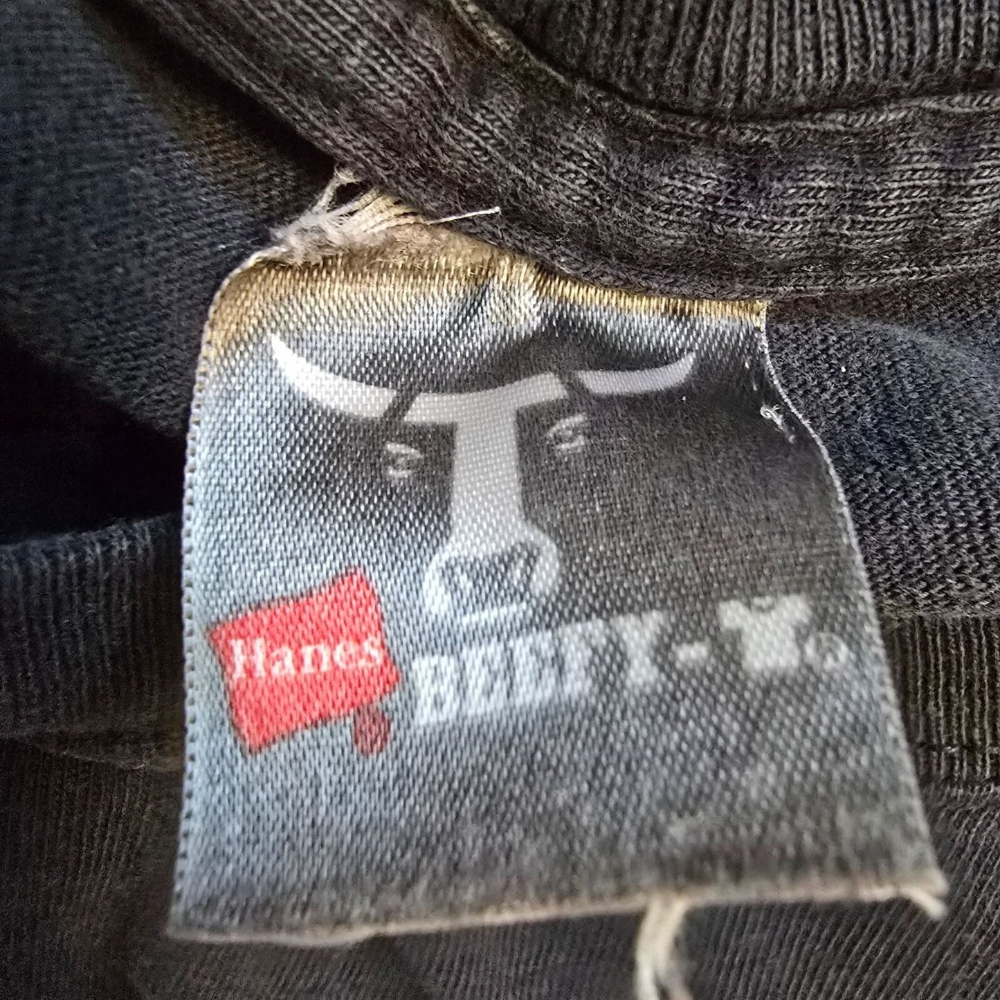 Distressed 2000s Hanes Beefy-T Budweiser "The Bud" Faded Black T-Shirt (XL)