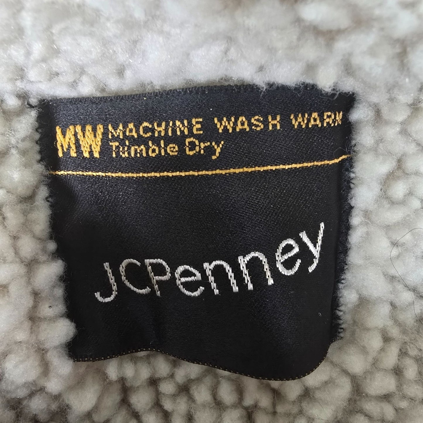 Vintage 1970s JC Penney Mens Green Sherpa-Lined Winter Western Rancher Coat (M)