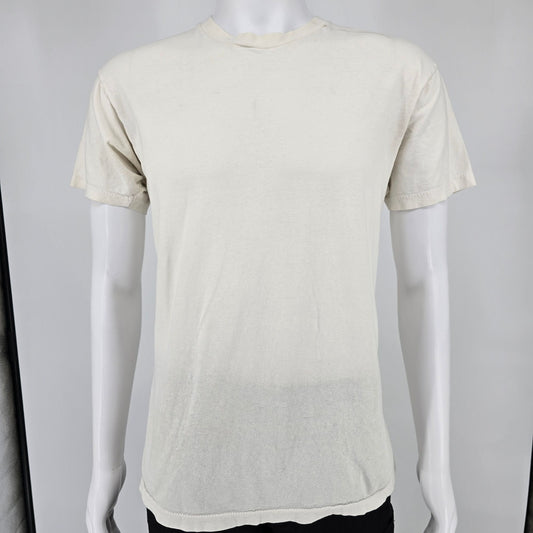 Vintage 1990s Hanes Classics Single Stitch White/Off-White Blank T-Shirt (L)