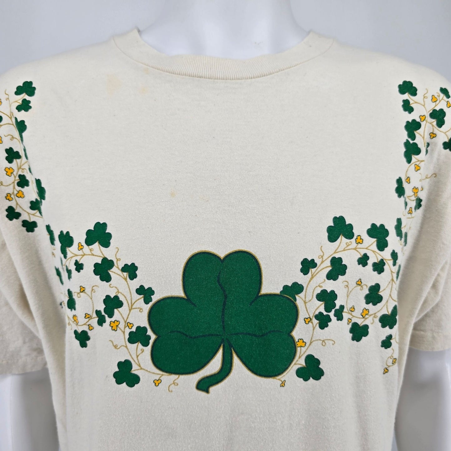Vintage 1990s Oneita Power-T St. Patrick's Day Shamrock Graphic T-Shirt (XL)