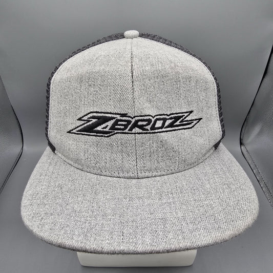 Zbroz Racing Embroidered Logo Gray and Black Flat Brim Snapback Hat *Damaged