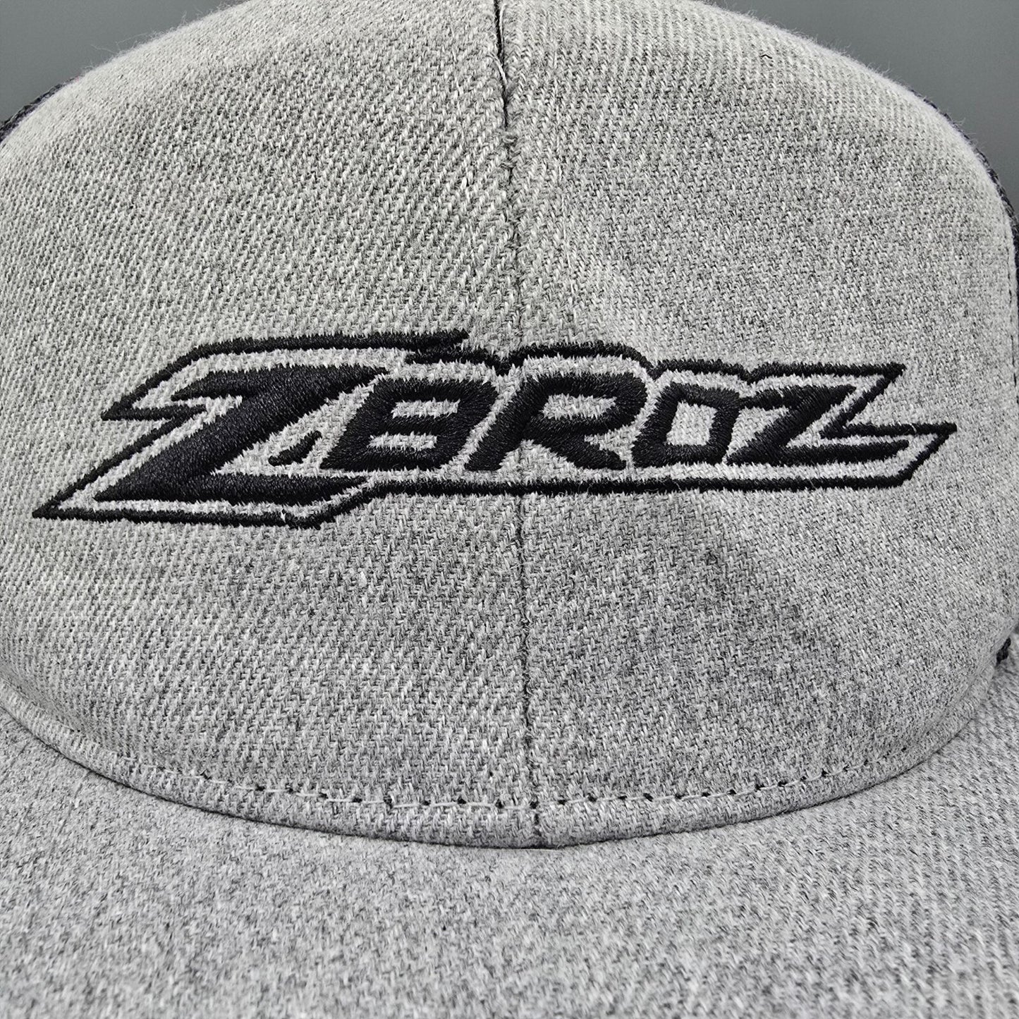 Zbroz Racing Embroidered Logo Gray and Black Flat Brim Snapback Hat *Damaged