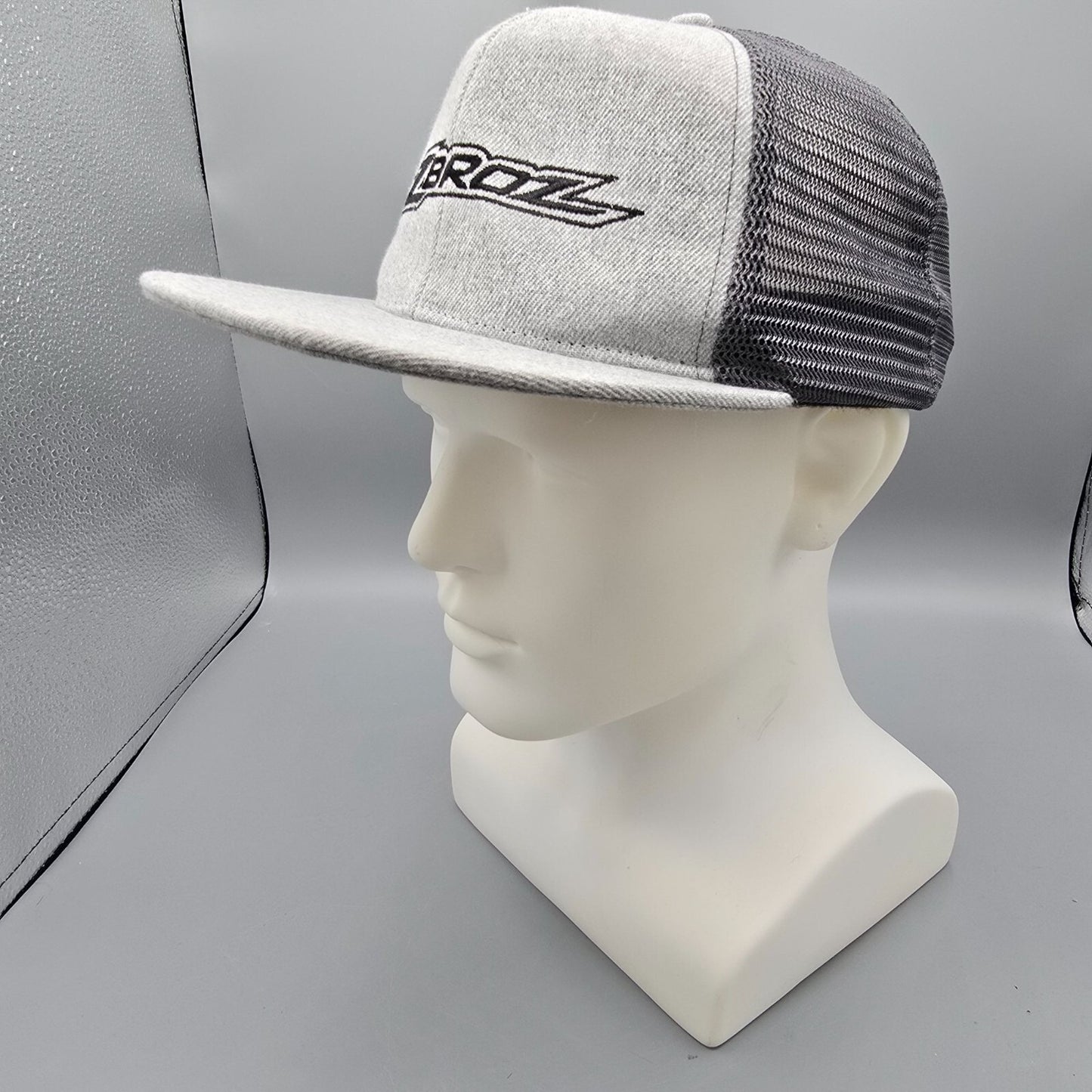 Zbroz Racing Embroidered Logo Gray and Black Flat Brim Snapback Hat *Damaged