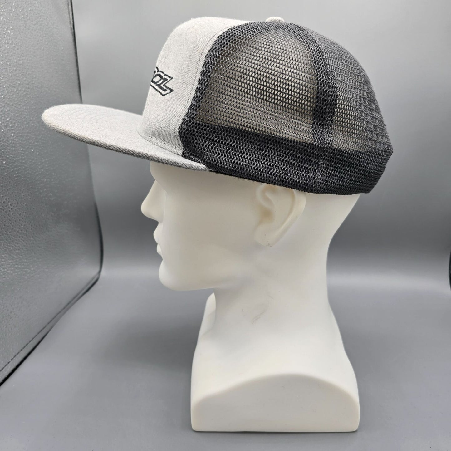 Zbroz Racing Embroidered Logo Gray and Black Flat Brim Snapback Hat *Damaged