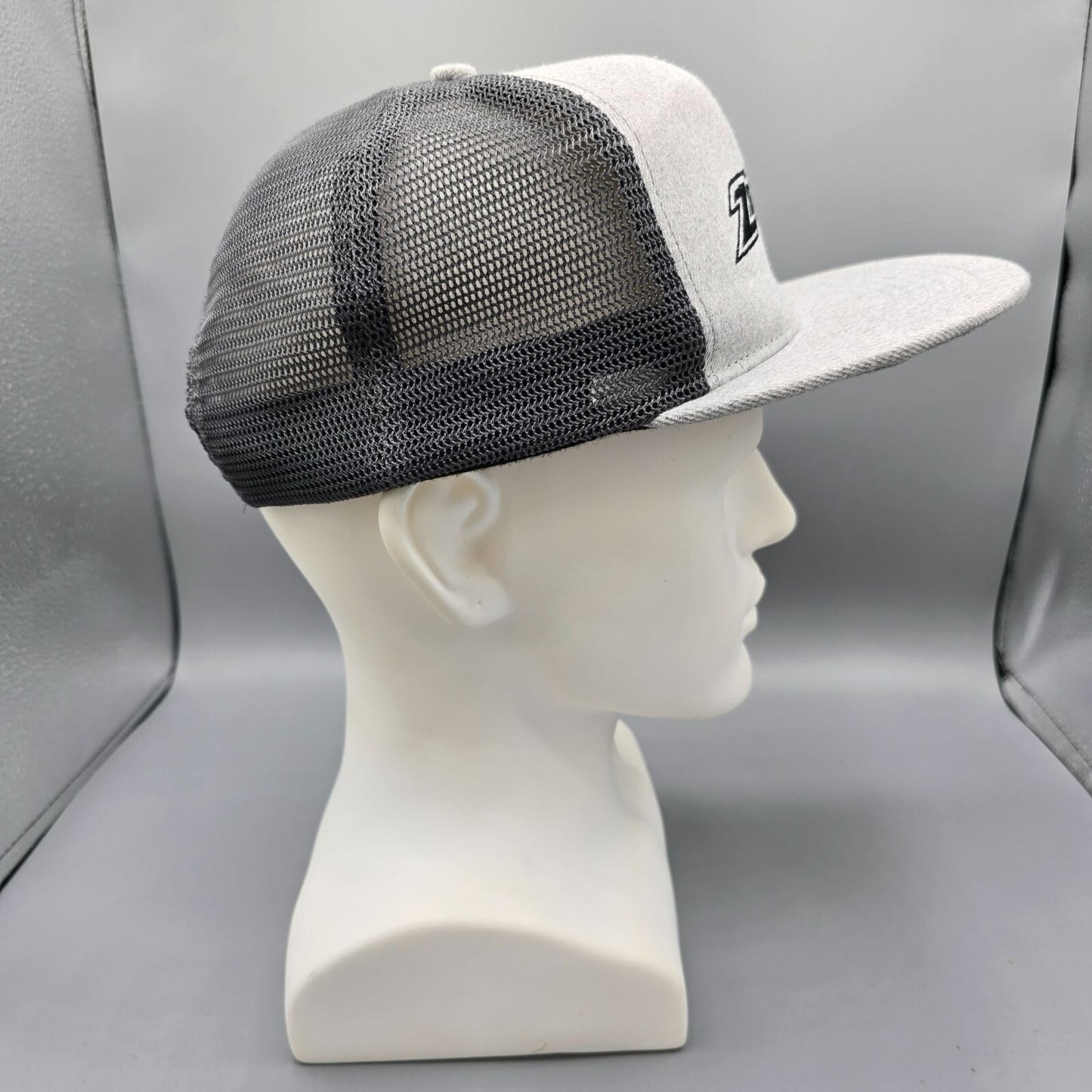 Zbroz Racing Embroidered Logo Gray and Black Flat Brim Snapback Hat *Damaged