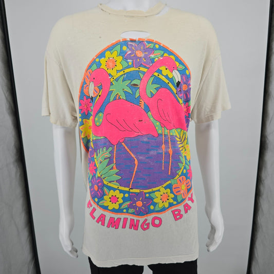 Thrashed Vintage 1980s Screen Stars/Turtle Bay Flamingo Bay T-Shirt (XXL)