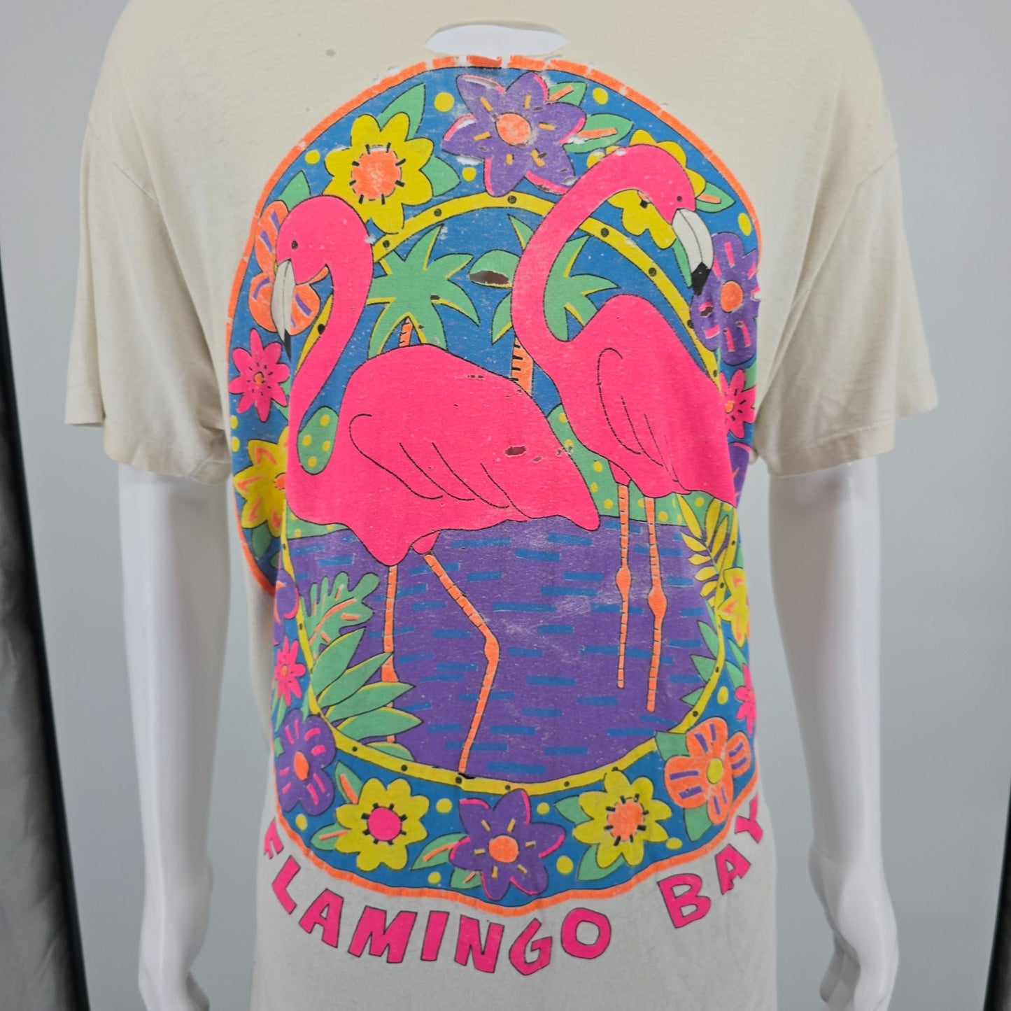 Thrashed Vintage 1980s Screen Stars/Turtle Bay Flamingo Bay T-Shirt (XXL)