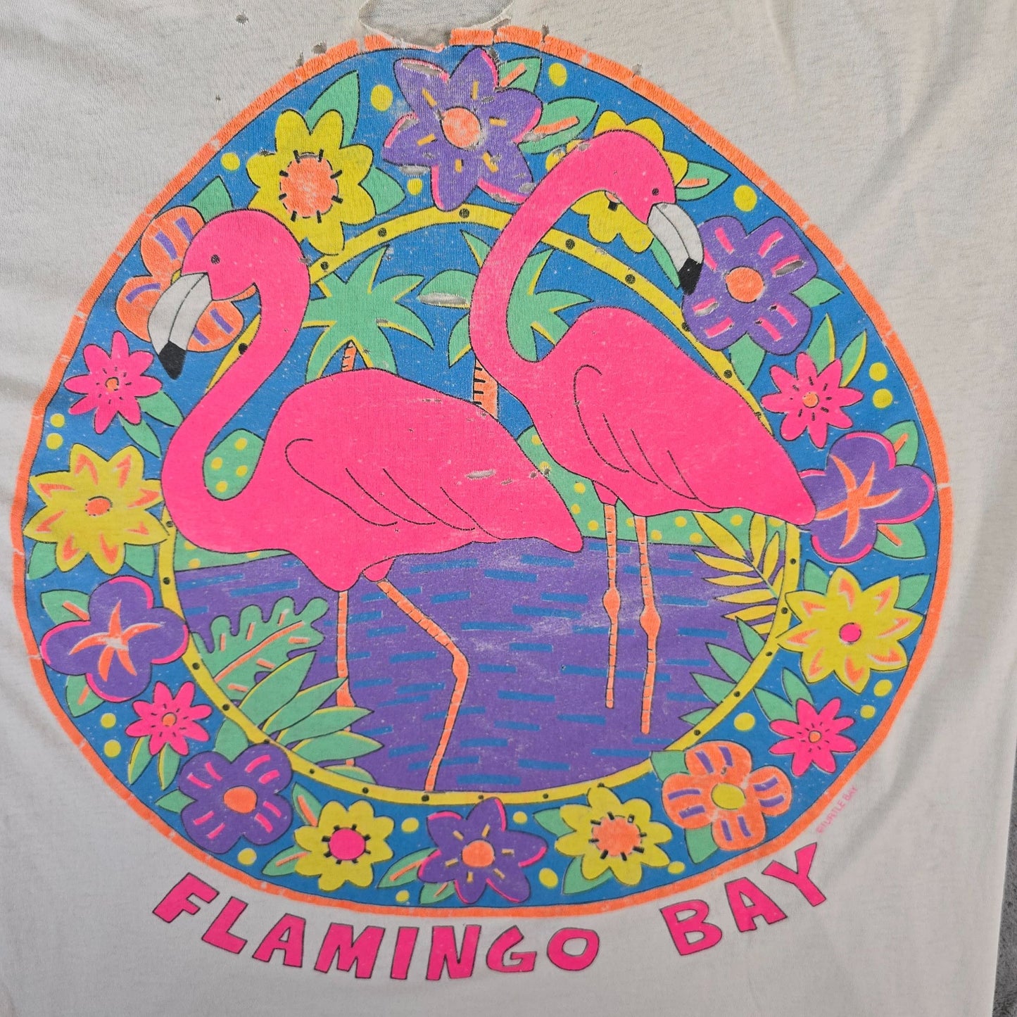 Thrashed Vintage 1980s Screen Stars/Turtle Bay Flamingo Bay T-Shirt (XXL)