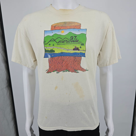 Vintage 1997 Hanes Americade Motorcycle Rally Lake George New York T-Shirt (L)