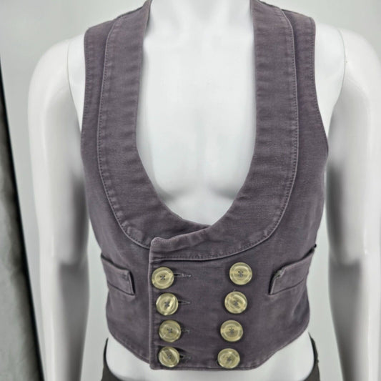 Distressed FHB Detlef German Double-Breasted Workwear Carpenter Guild Vest (XS)