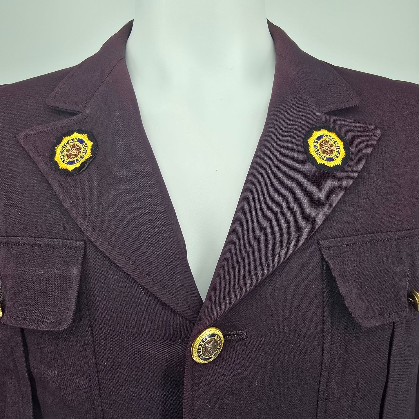 RARE Vintage 1950s American Legion Maroon Iowa Patch Dress Uniform Jacket (L)