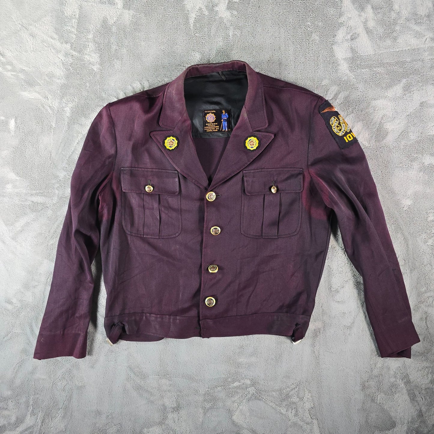 RARE Vintage 1950s American Legion Maroon Iowa Patch Dress Uniform Jacket (L)