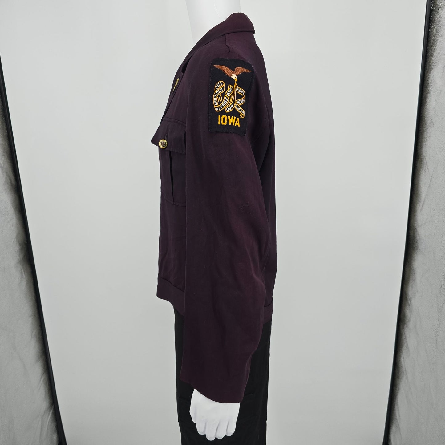 RARE Vintage 1950s American Legion Maroon Iowa Patch Dress Uniform Jacket (L)