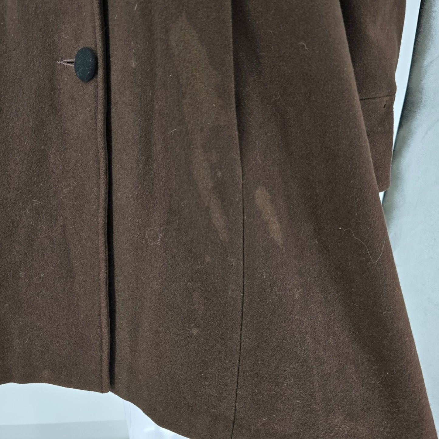 Vintage 1980s Stephanie Matthews Velvet Collar Brown Wool Coat (Size 4) *Fair