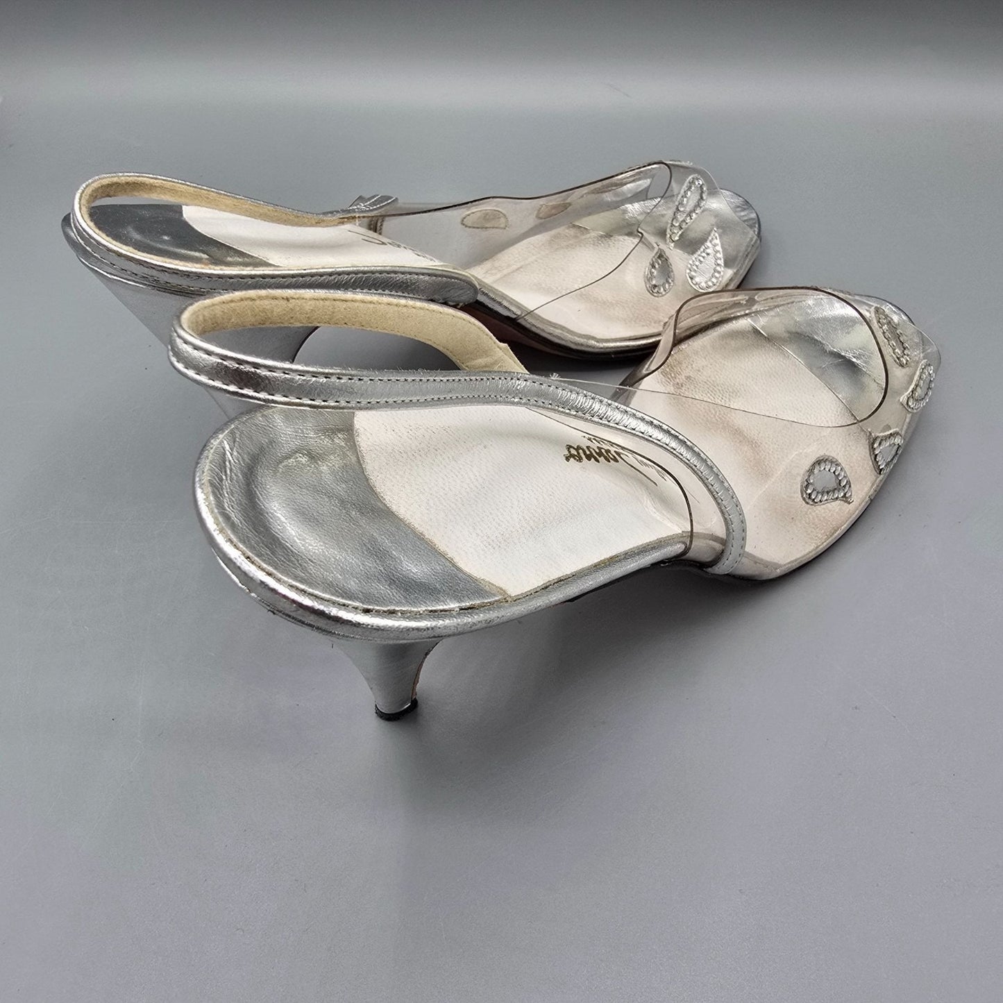 Vintage 1970s/1980s John Jerro Rhinestone Paisley Slingback Disco Heels (10AA)