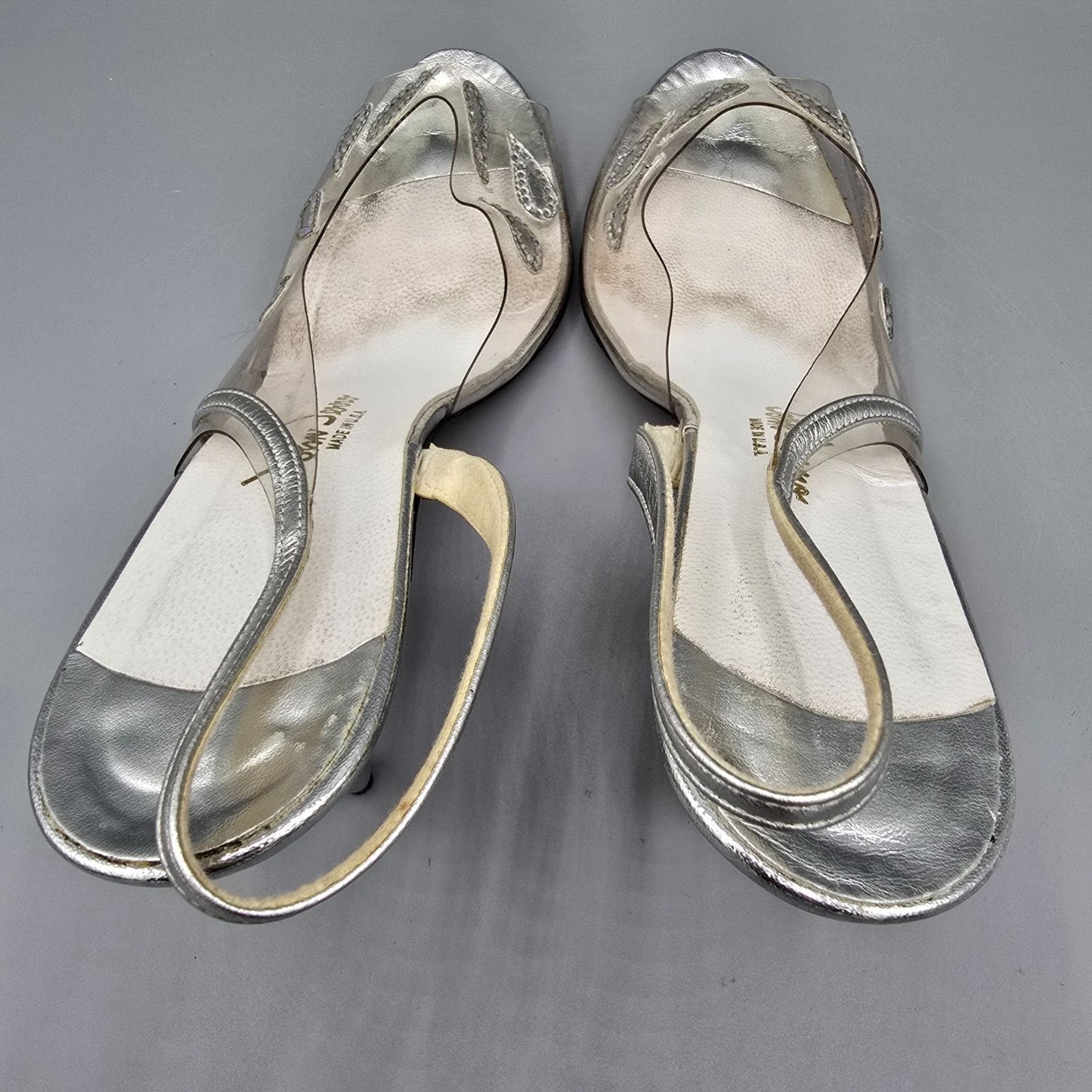 Vintage 1970s/1980s John Jerro Rhinestone Paisley Slingback Disco Heels (10AA)