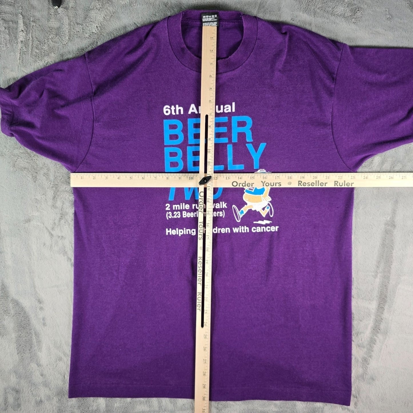 Vintage 1995 6th Annual Beer Belly Two Run/Walk Wisconsin Purple T-Shirt (XL)