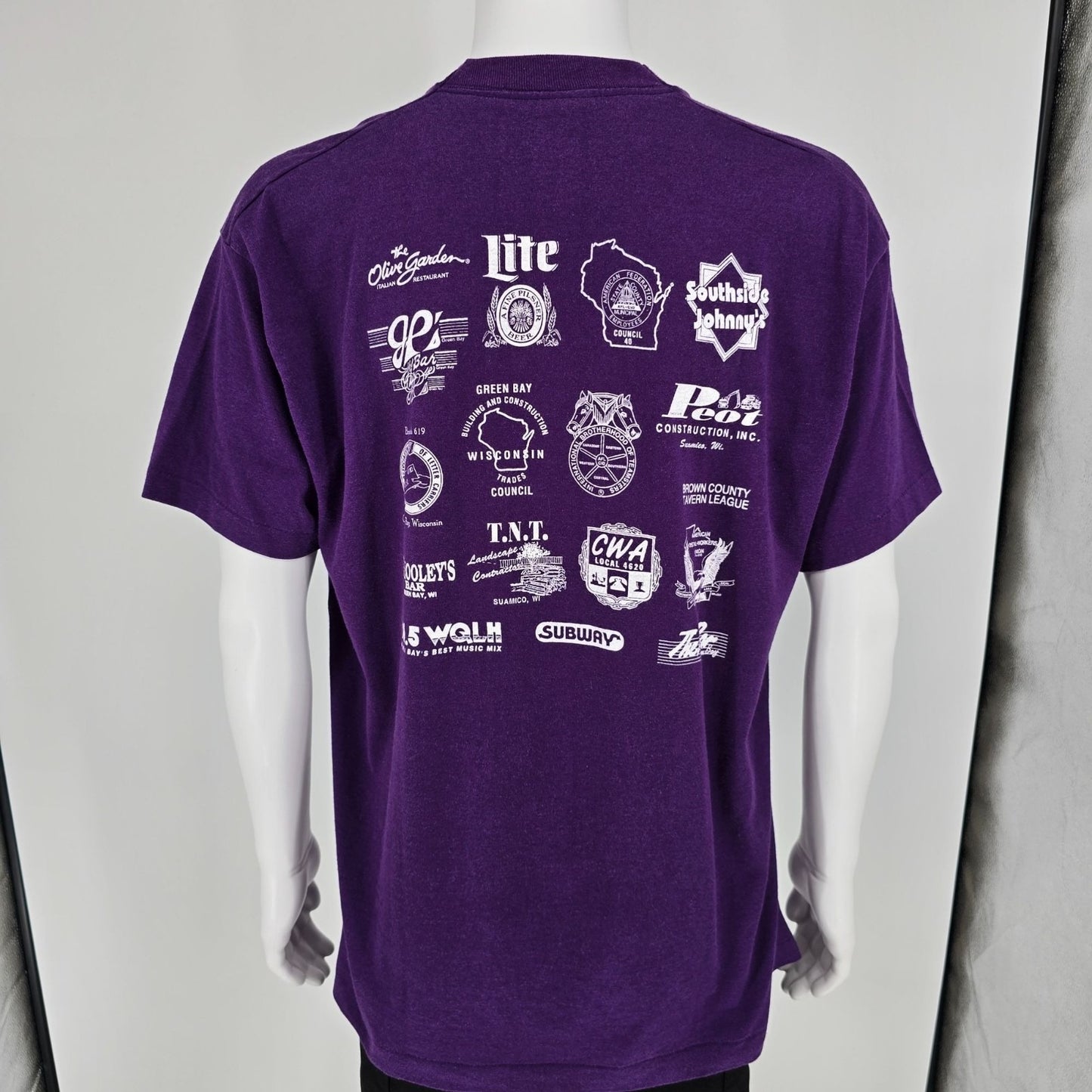 Vintage 1995 6th Annual Beer Belly Two Run/Walk Wisconsin Purple T-Shirt (XL)