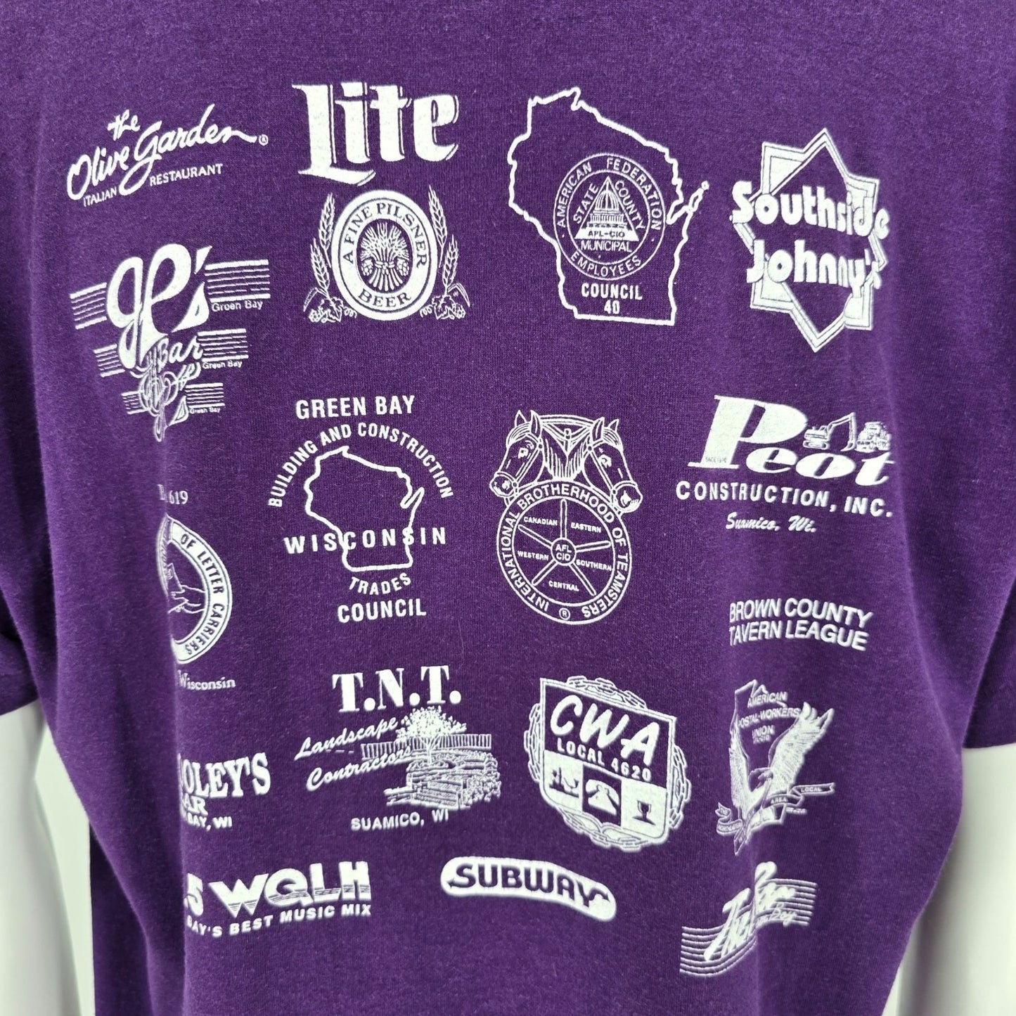 Vintage 1995 6th Annual Beer Belly Two Run/Walk Wisconsin Purple T-Shirt (XL)