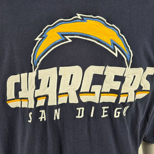 2000s San Diego Chargers NFL Embroidered Blue/White V-Neck Jersey T-Shirt (4XL)