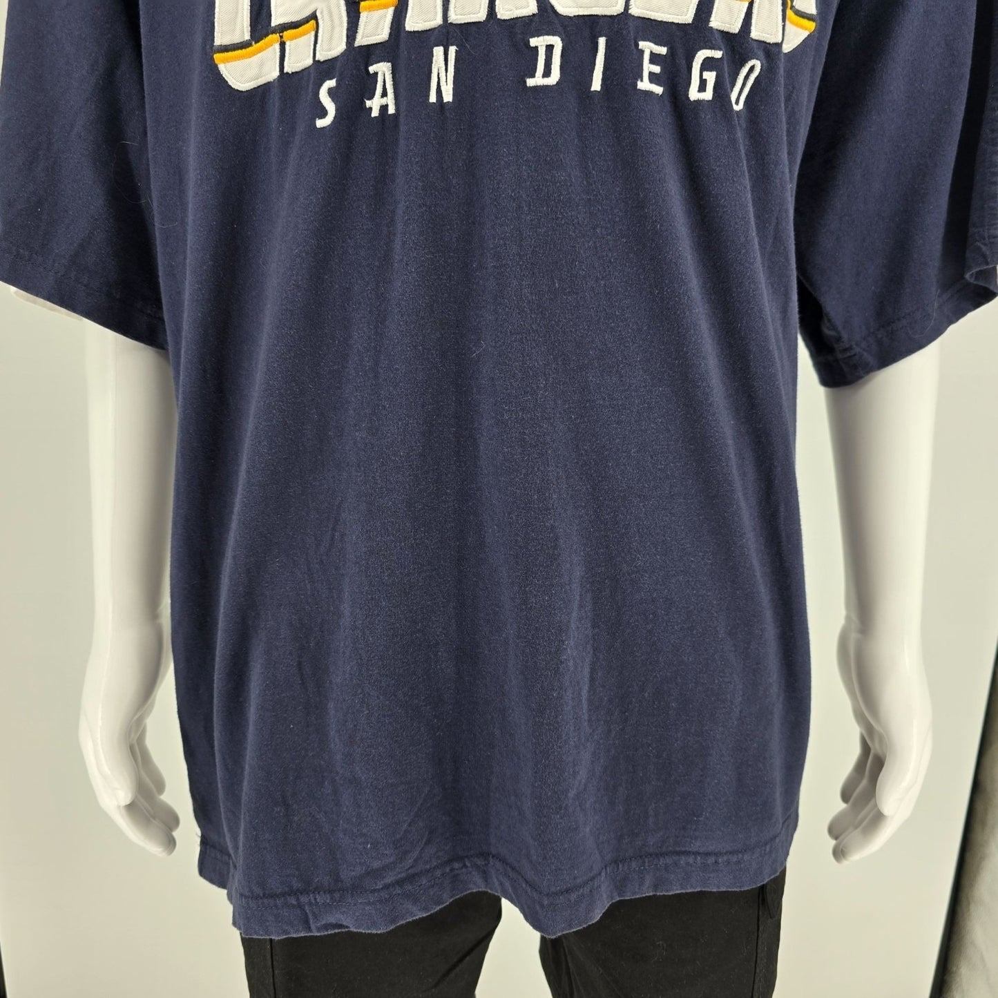 2000s San Diego Chargers NFL Embroidered Blue/White V-Neck Jersey T-Shirt (4XL)