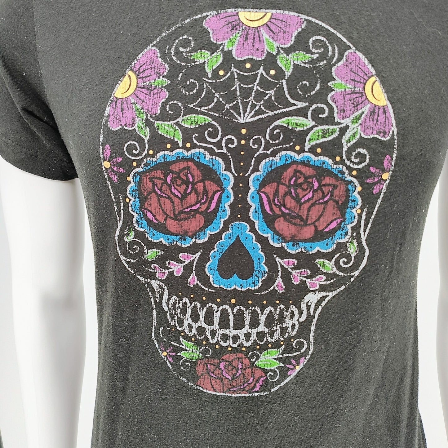 Celebrate Halloween Sugar Skull Black Girls T-Shirt (M 8-10)