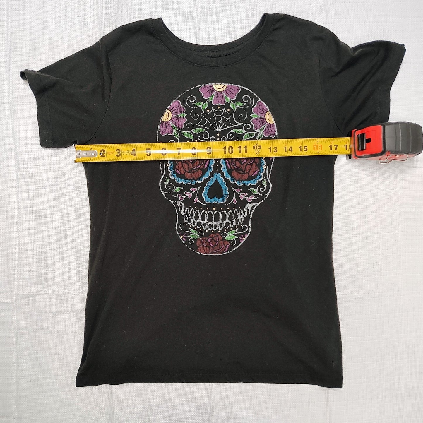 Celebrate Halloween Sugar Skull Black Girls T-Shirt (M 8-10)