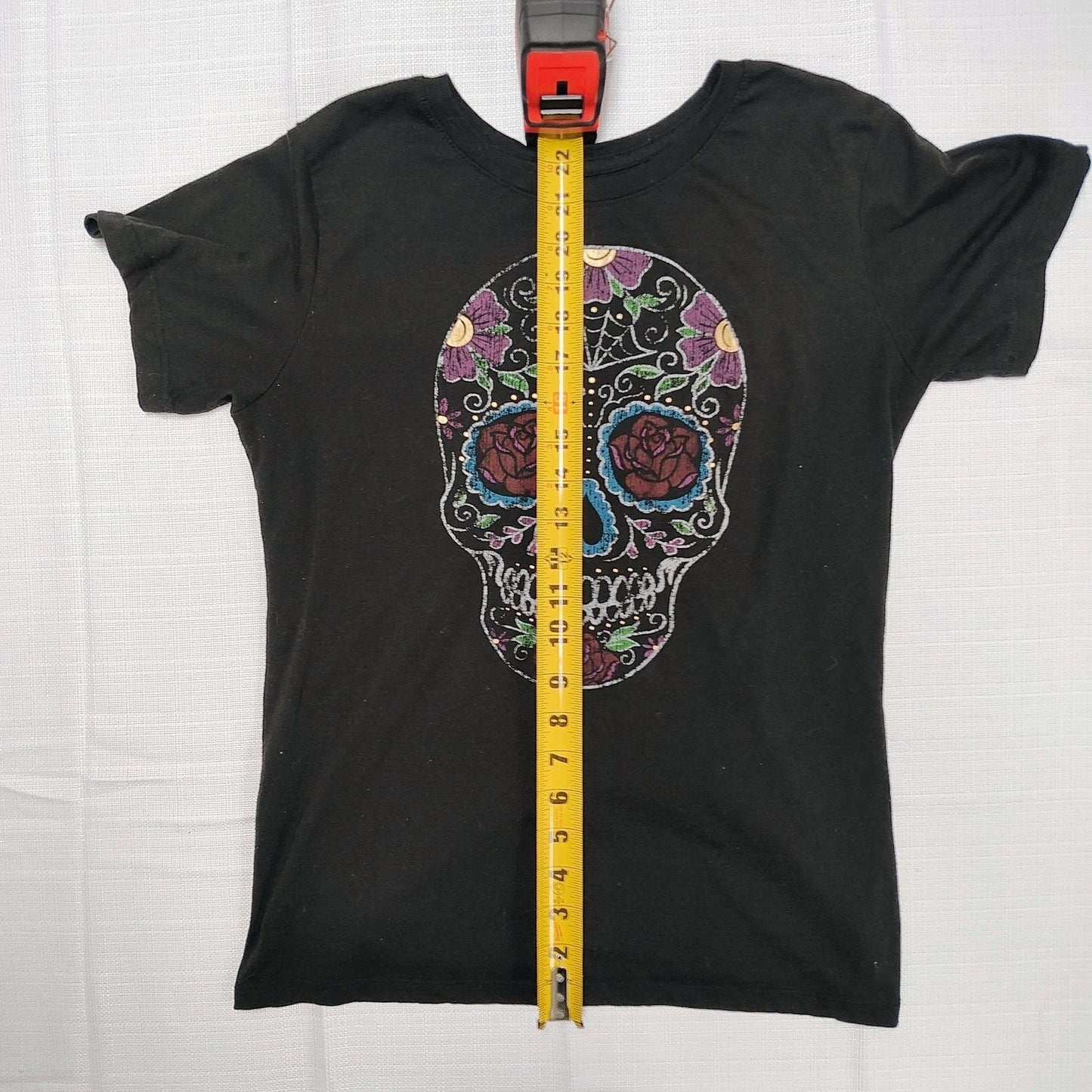 Celebrate Halloween Sugar Skull Black Girls T-Shirt (M 8-10)