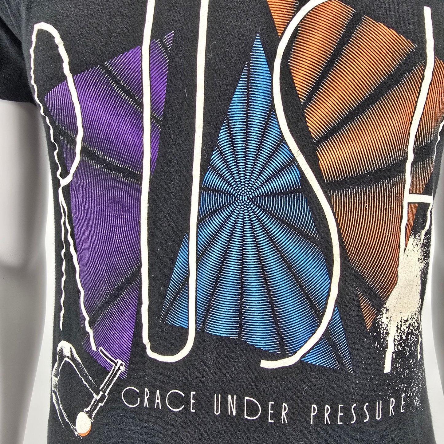 Vintage 1980s Fruit of the Loom Rush Grace Under Pressure Black Band T-Shirt (S)