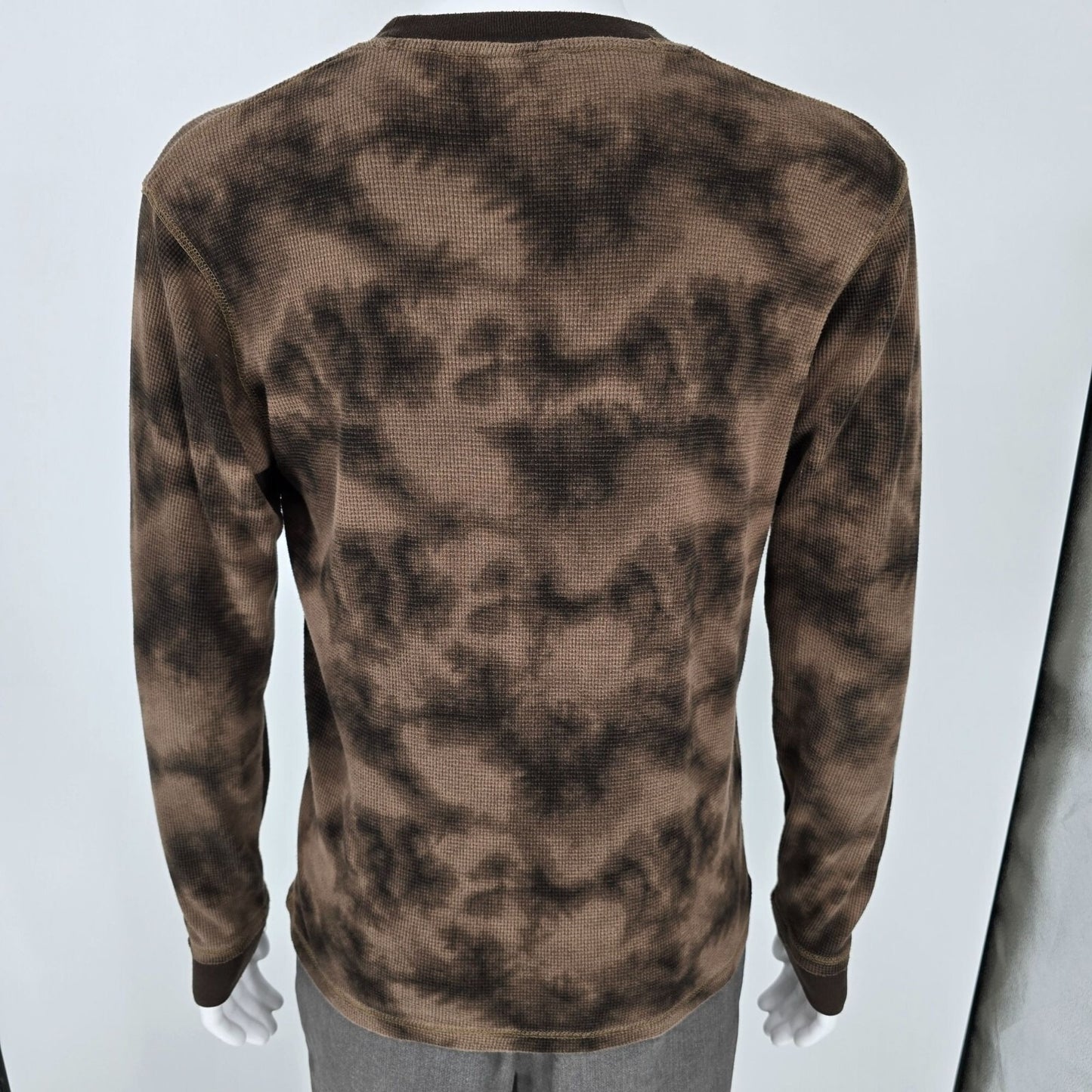 MMA Elite Long Sleeve Skull Graphic Waffle Kint Tie Dye Brown Thermal (L)