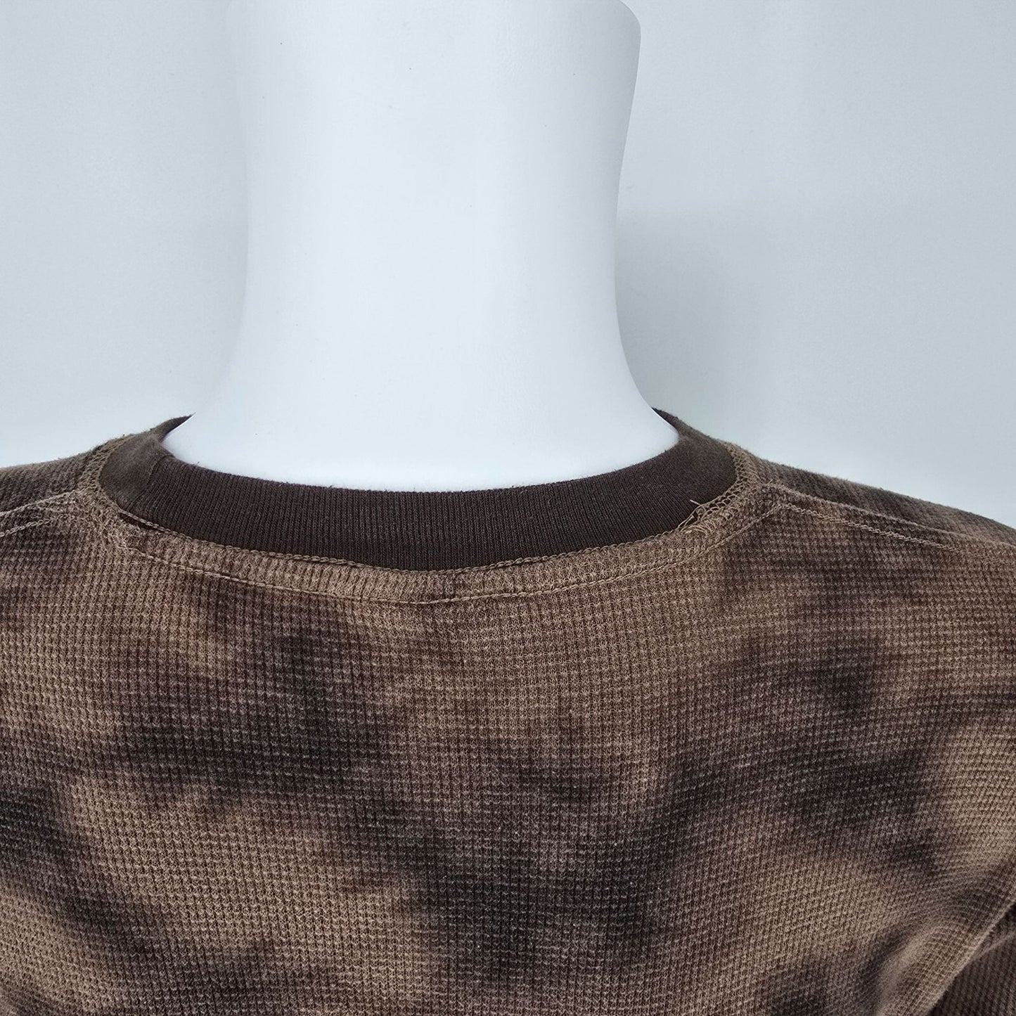 MMA Elite Long Sleeve Skull Graphic Waffle Kint Tie Dye Brown Thermal (L)