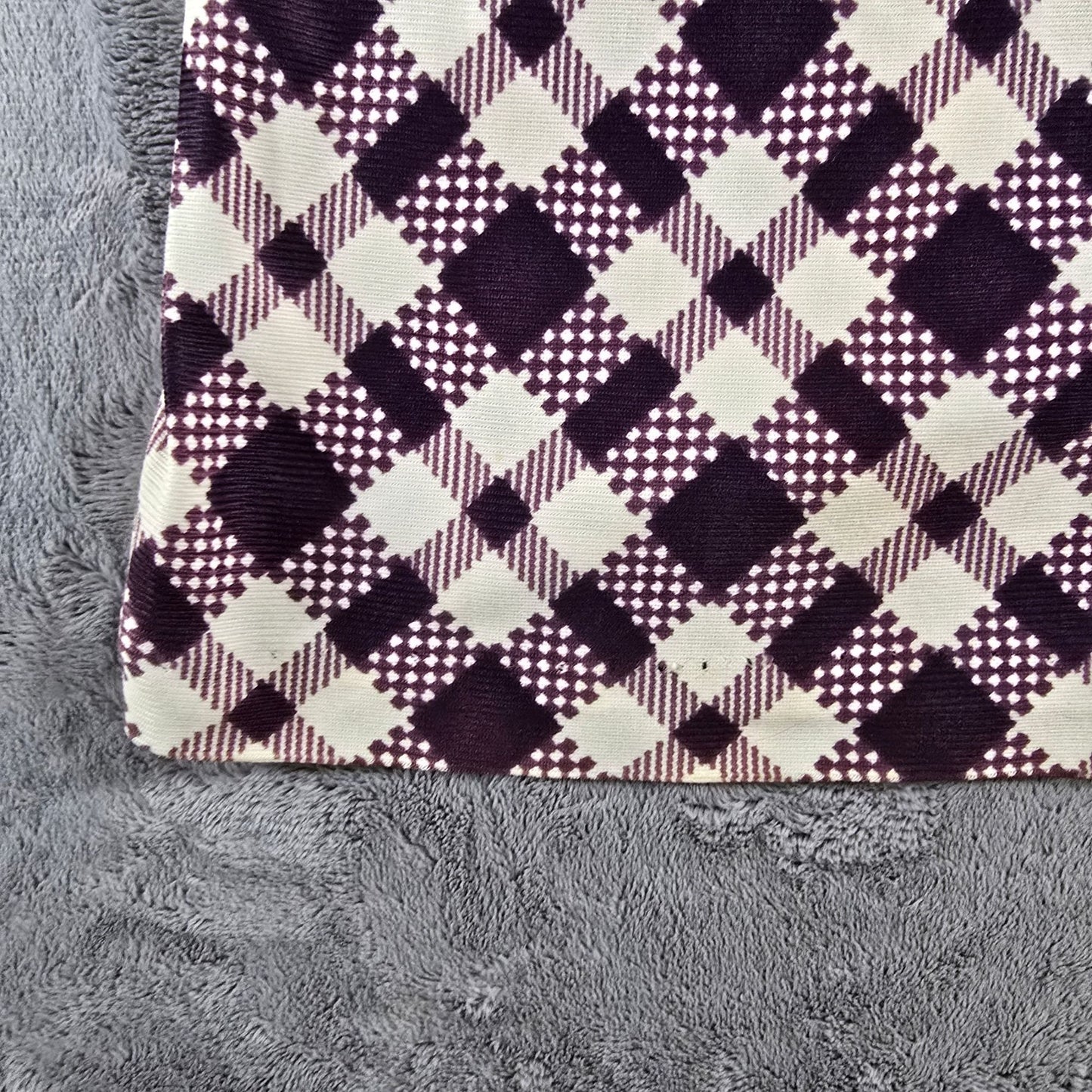 Vintage 1960s Purple/White Diagonal Check Metal Zipper Mod Sheath Dress (M/L)