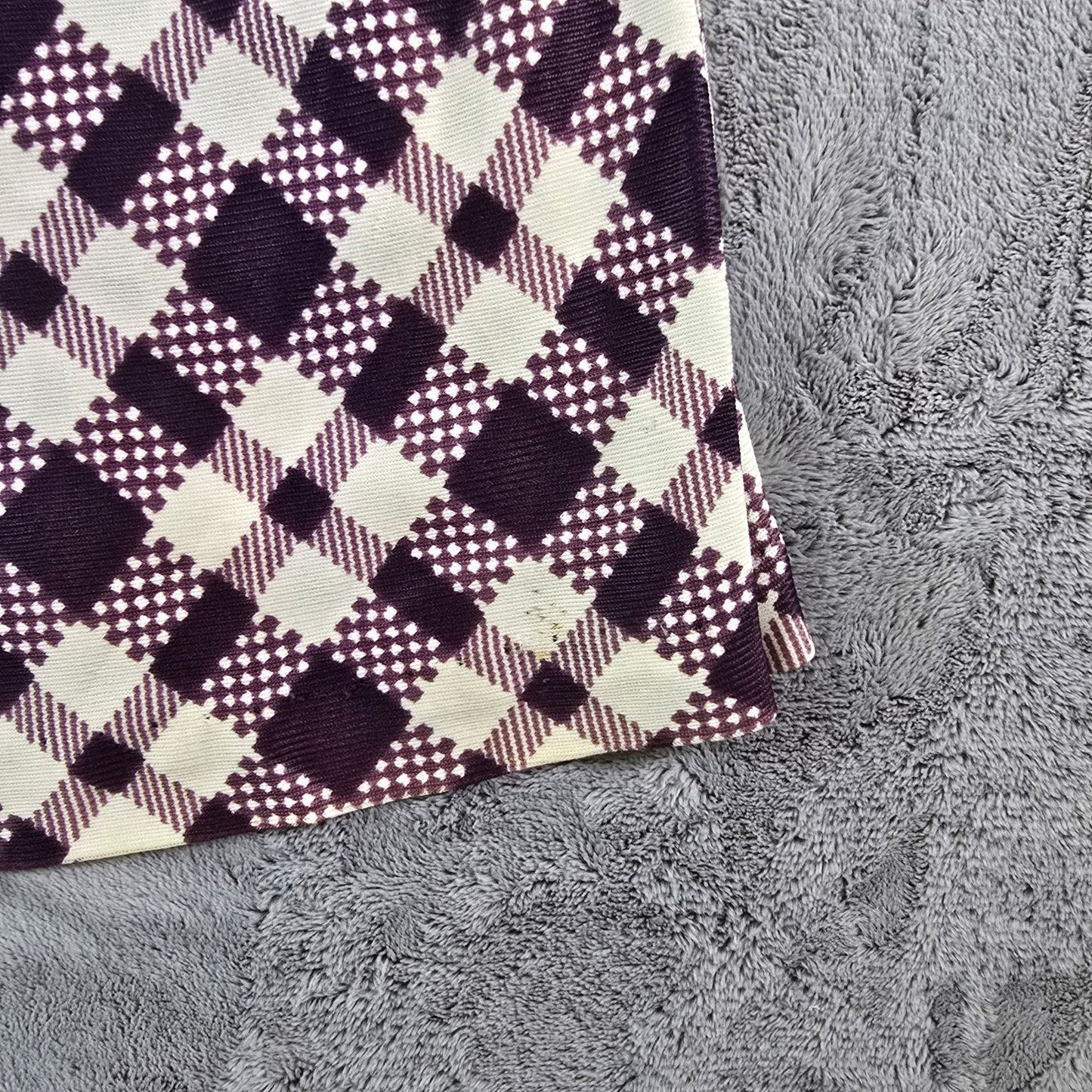 Vintage 1960s Purple/White Diagonal Check Metal Zipper Mod Sheath Dress (M/L)