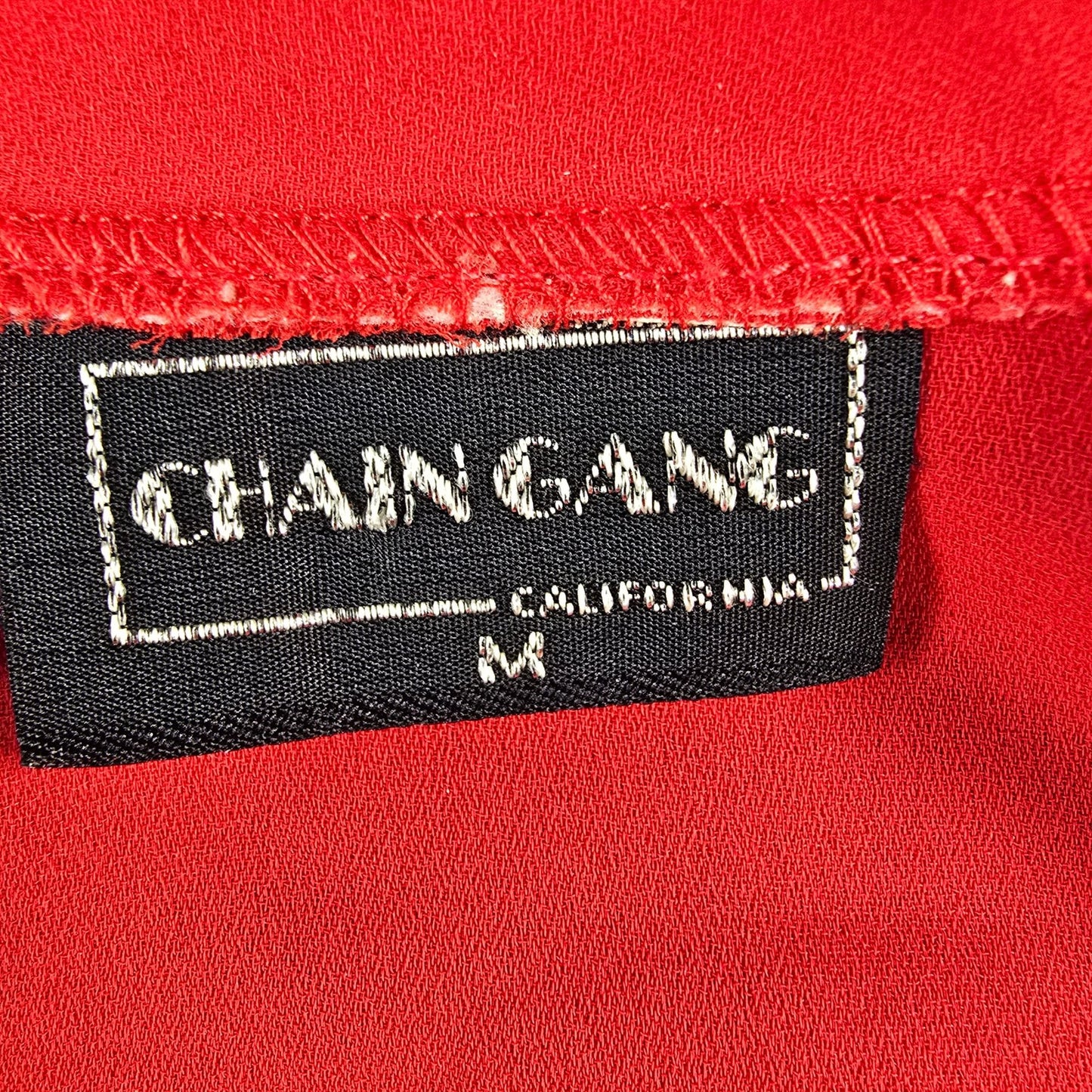 Vintage 1980s Chain Gang California Red Semi-Sheer Button-Front Blouse (M)