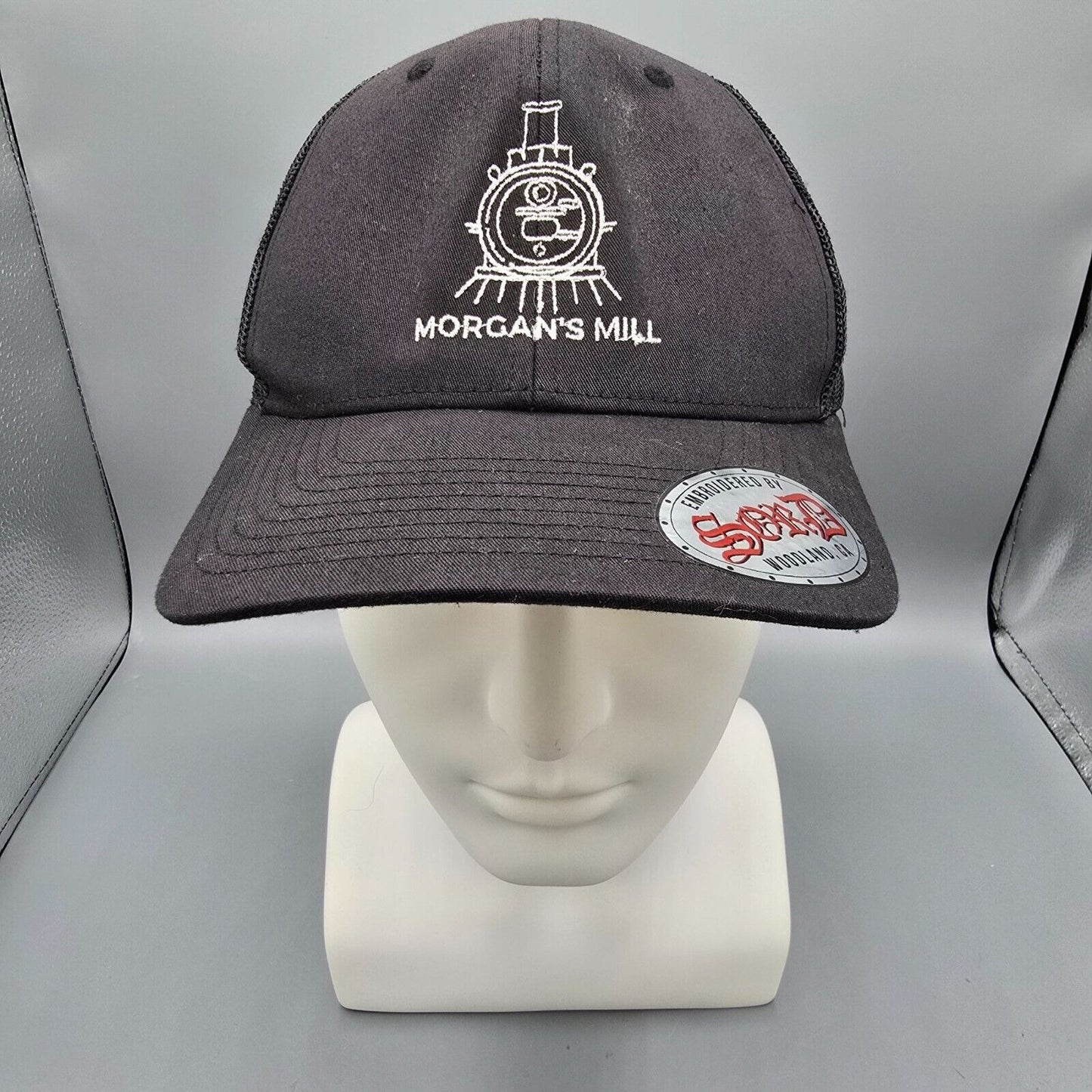 Morgan's Mill Woodland, CA Embroidered Black/White Richardson Trucker Hat *Fair