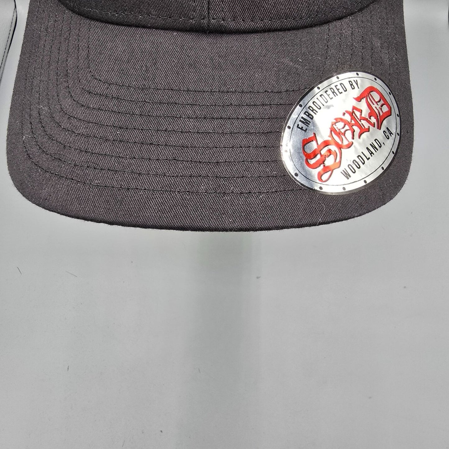 Morgan's Mill Woodland, CA Embroidered Black/White Richardson Trucker Hat *Fair