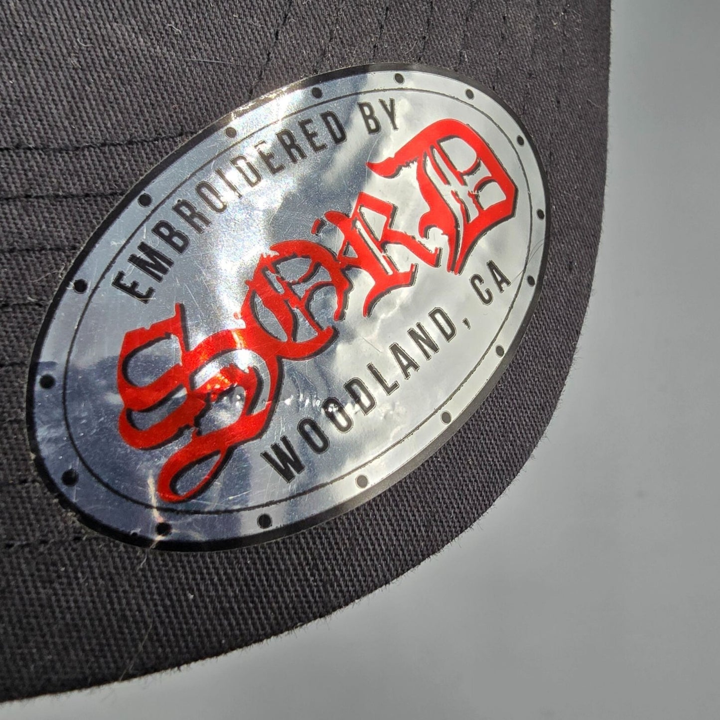 Morgan's Mill Woodland, CA Embroidered Black/White Richardson Trucker Hat *Fair