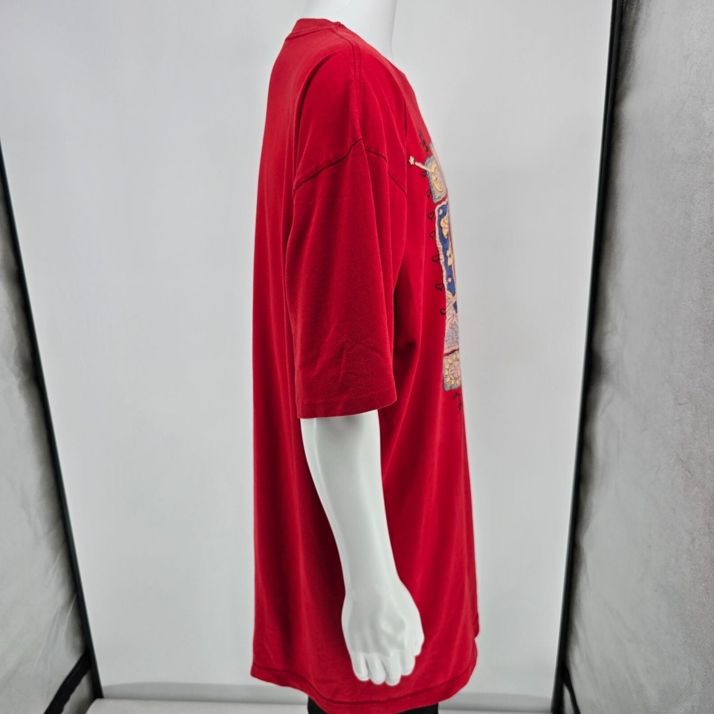 Distressed Vintage 1990s Murina Red "Love Bugs" Graphic T-Shirt (OSFA/XL/2XL)