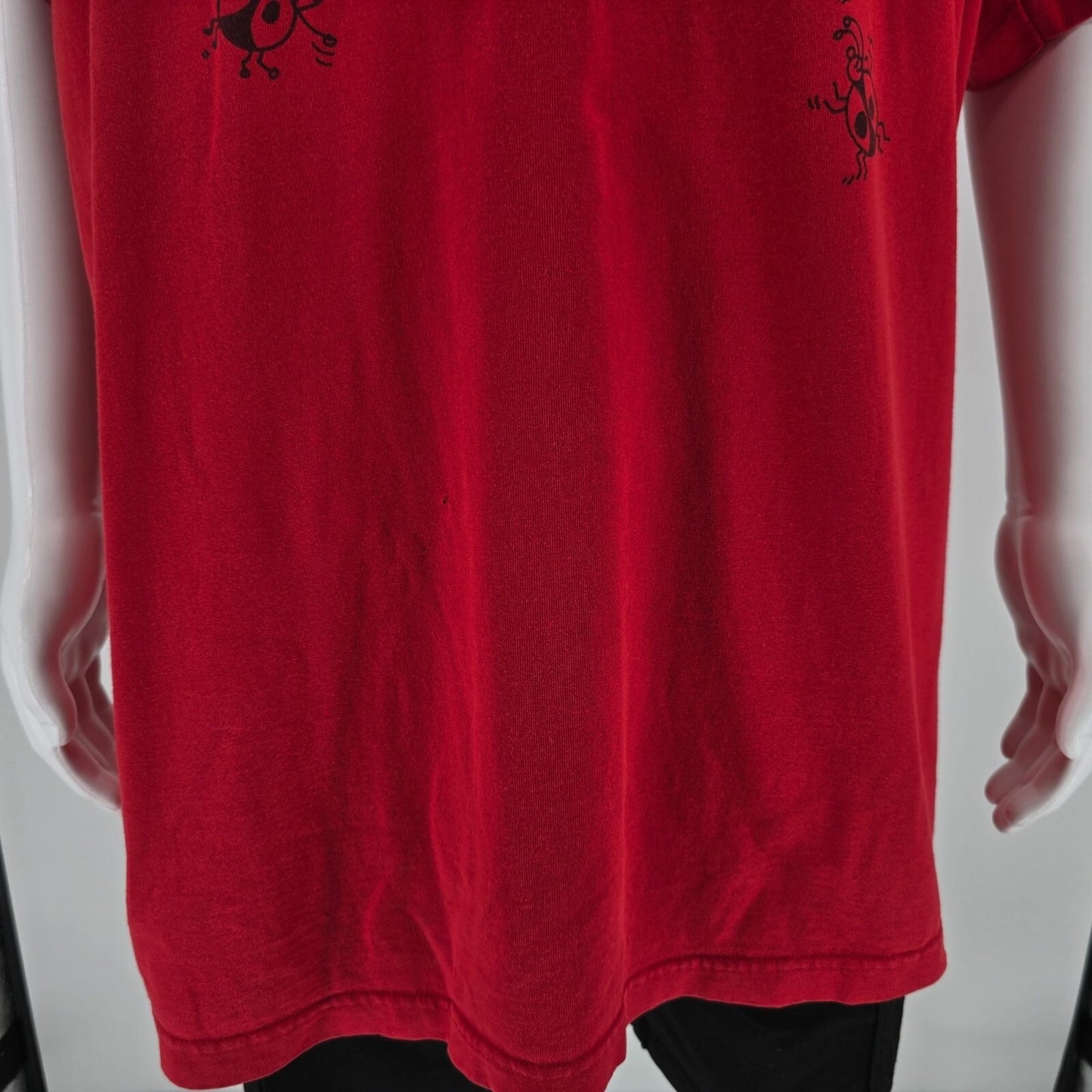 Distressed Vintage 1990s Murina Red "Love Bugs" Graphic T-Shirt (OSFA/XL/2XL)