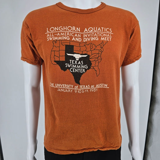 Vintage 1981 Texas Longhorn All-American Swimming and Diving Meet T-Shirt (L)