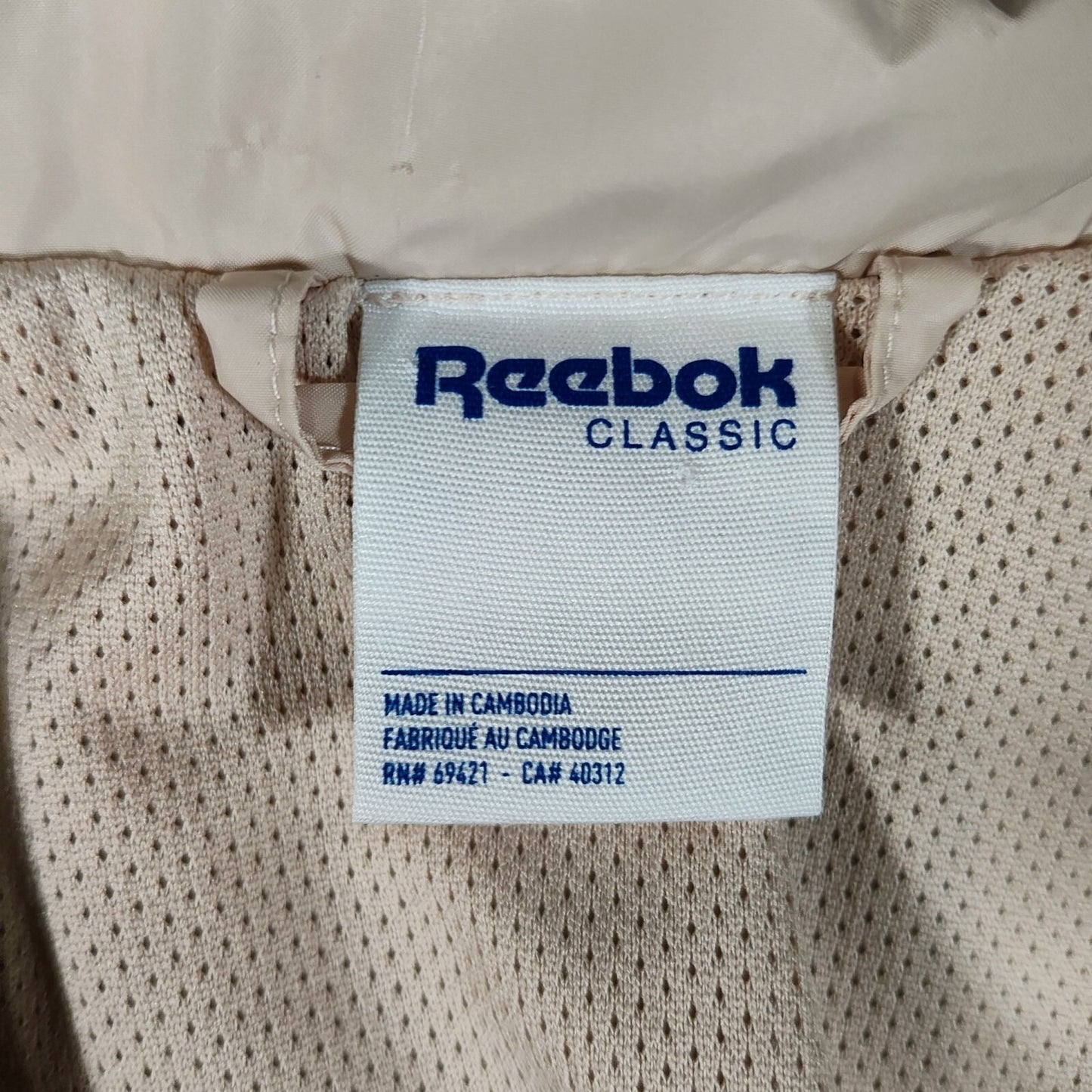 Reebok Classic Women's Black and Buff EB5071 Zip-Up Windbreaker Track Jacket (M)