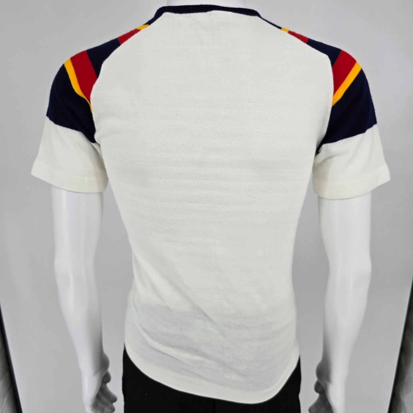 Vintage 1970s JCPenney "Fashion Fleece" Acrylic Rainbow-Striped Sweater-Tee (XS)