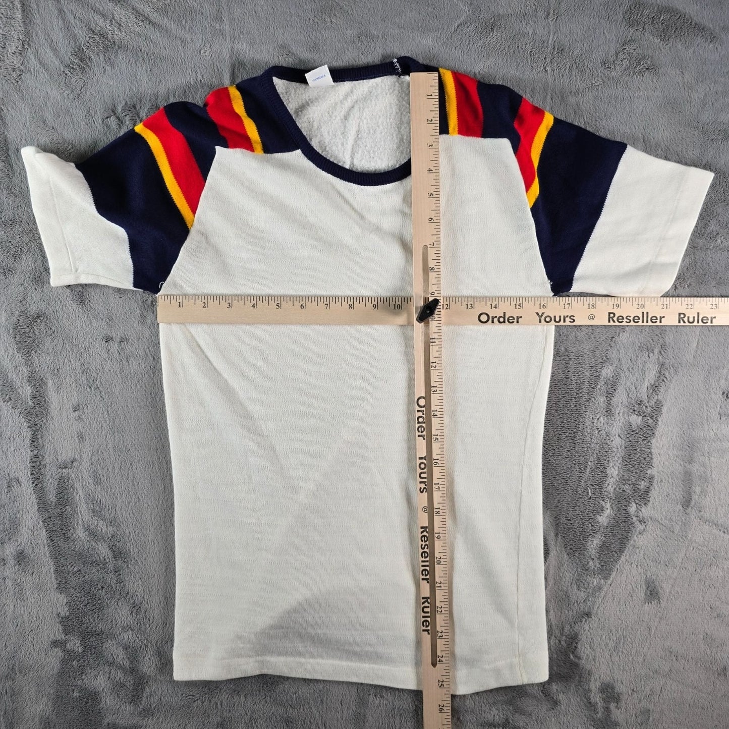 Vintage 1970s JCPenney "Fashion Fleece" Acrylic Rainbow-Striped Sweater-Tee (XS)