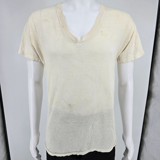 Distressed Vintage 1990s Hanes Single Stitch Blank Thin Cotton T-Shirt (M)