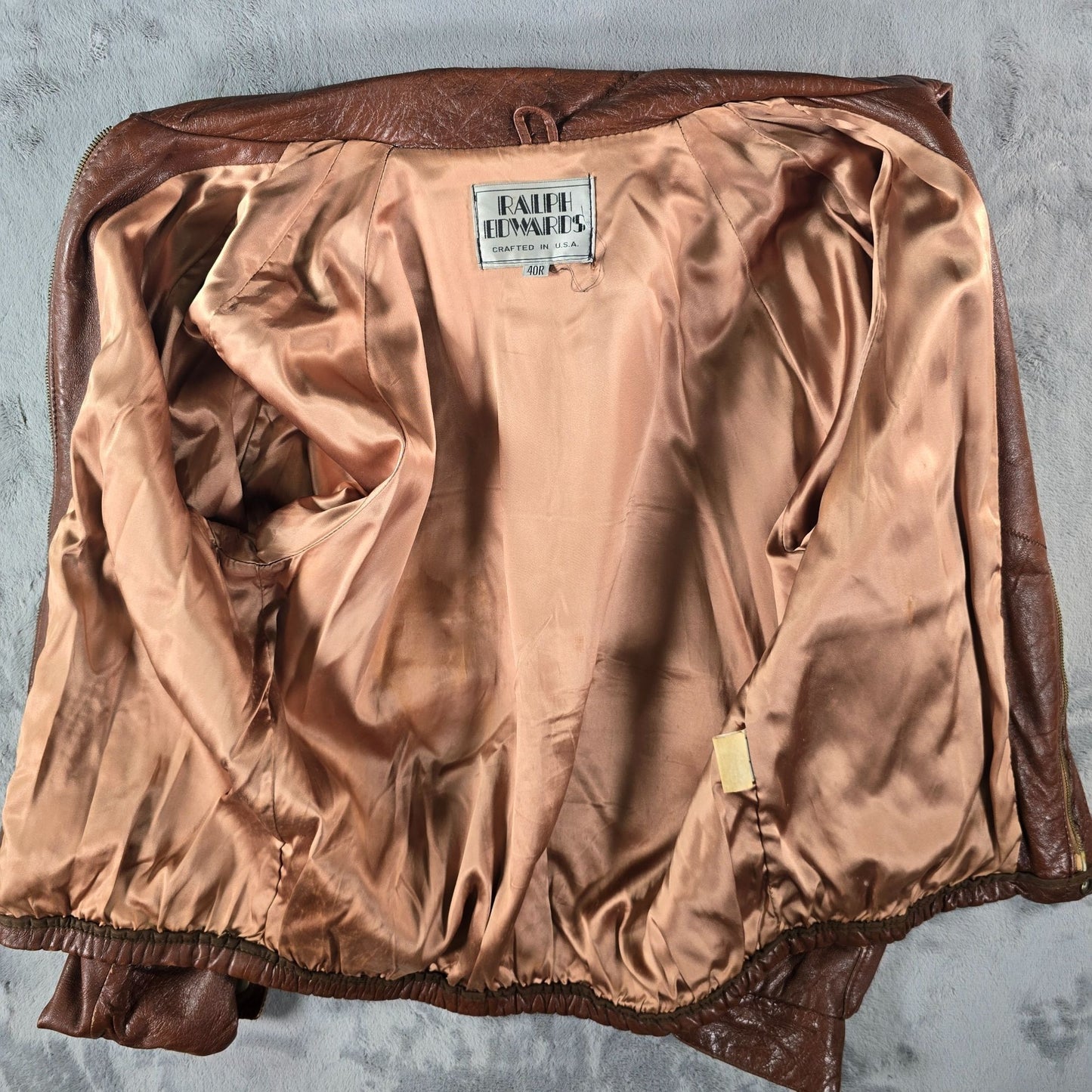 Vintage 1970s Ralph Edwards Ideal Zipper Full-Zip Brown Leather Jacket (Medium)